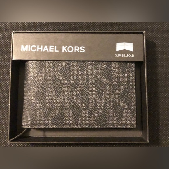 Michael Kors black monogram bifold men’s jet set wallet new in box - Picture 7 of 7